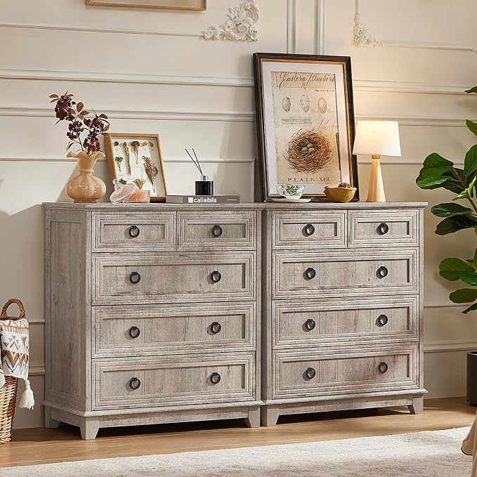 Joaxswe Farmhouse 5 Drawer Dresser - Image 5