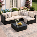 JAMFLY 5-Piece Patio Furniture Set, All-Weather Wicker Outdoor Sectional Sofa by JAMFLY