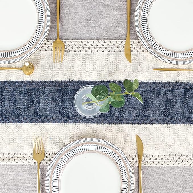 FEXIA Boho Blue Table Runner 48 Inches Long - Image 6