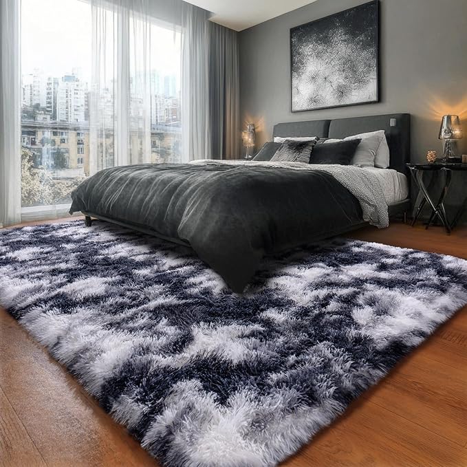 Black and White Rug for Living Room, 9x12 Area Rug for Bedroom, Bedside Indoor - Image 6