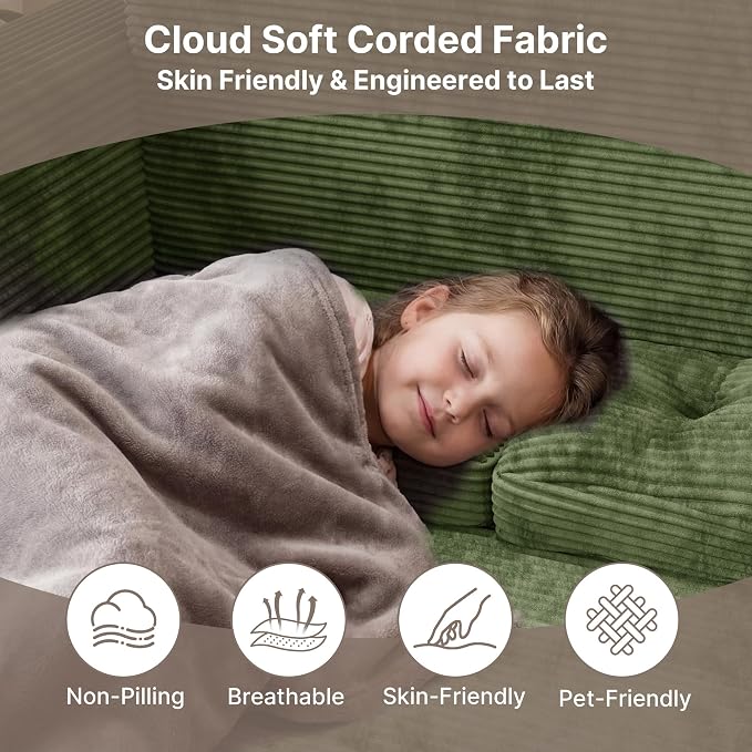 Gizoon Convertible Futon Sofa Bed, Aesthetic Portable Corduroy Sleeper Sofa - Image 4