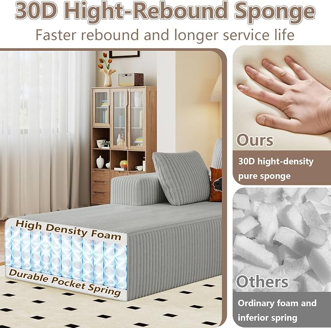 95" Cloud Sectional Couch U-Shaped Chaise - Image 3