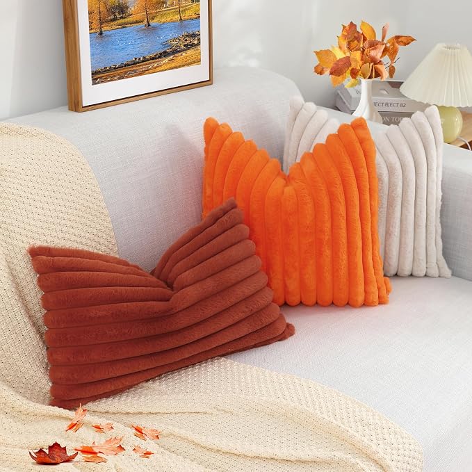 decorUhome Cozy Faux Fur Throw Pillow Covers 26x26 Set of 2 Decorative Soft - Image 8