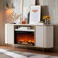 OKD Luxury 70" Fluted Fireplace TV Stand, Modern Chic Entertainment Center by OKD