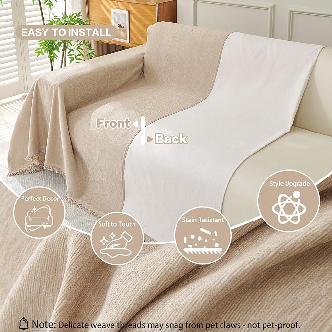 DREAMINGO Sofa Covers Washable Thick Chenille Couch Cover - Image 3