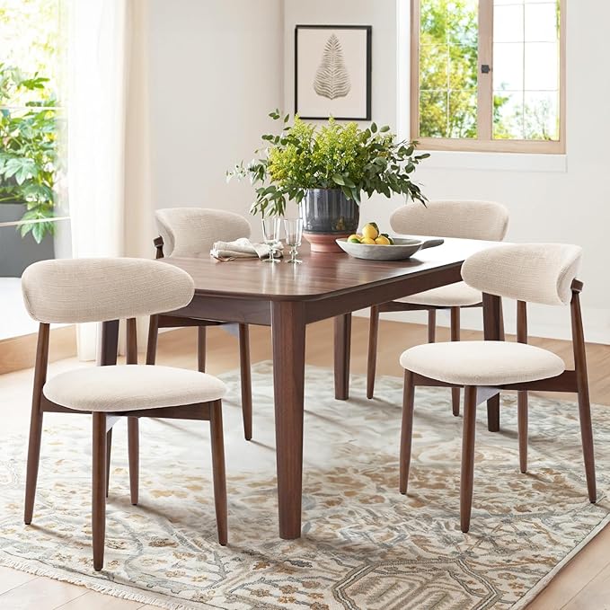 COLAMY Wooden Dining Chairs Set of 4, Modern Fabric Upholstered Kitchen Side by COLAMYHOME