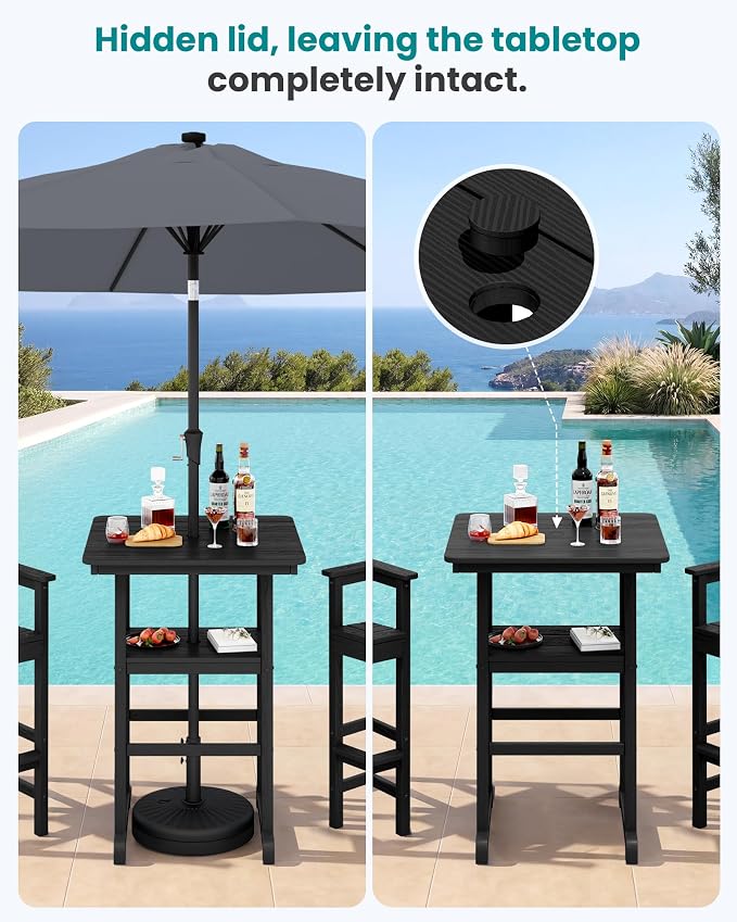 SERWALL Balcony Adirondack Chairs and Table 3 Pieces Set, Oversize Adirondack - Image 2