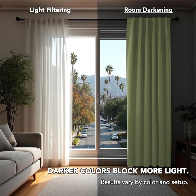Deconovo Blackout Curtains, Thermal Insulated, W70 x L95 2 Panels, Back Tab - Image 3