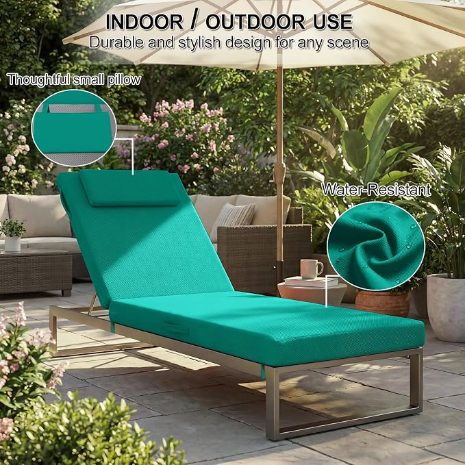 Outdoor Chaise Lounge Cushions, 71x21 Inch Olefin Water & Fade Resistant Pool - Image 5