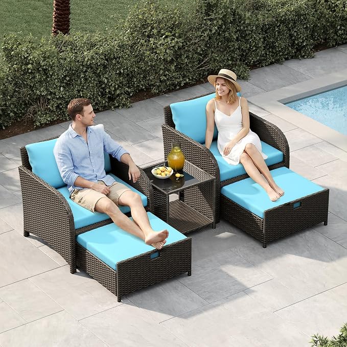Garvee Patio Furniture Set, 5-Piece PE Rattan Wicker Outdoor Seating Set - Image 7