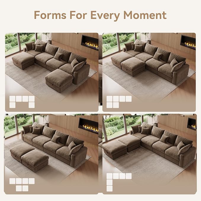 WorthFurni 140” Oversized Cloud Sectional Couches - Image 8