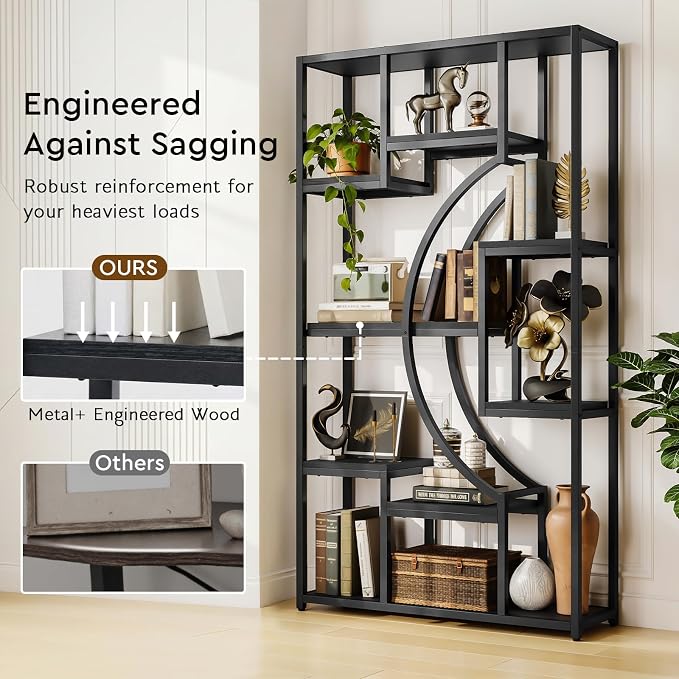 HolliWill 70.8" Tall Bookshelves Set of 2, Bedroom –Metal Frame & Anti-Tip & - Image 7