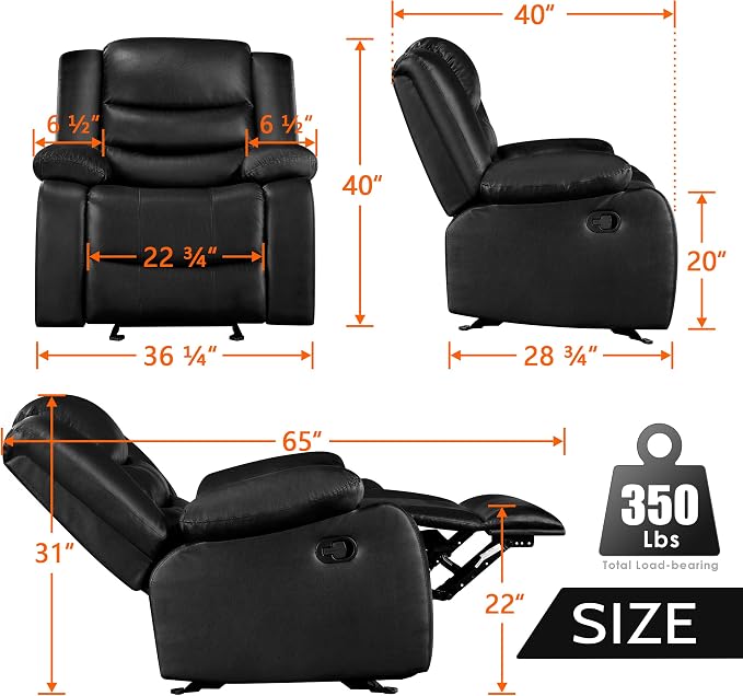 PrimeZone Oversized Rocker Recliner Chair - Image 3