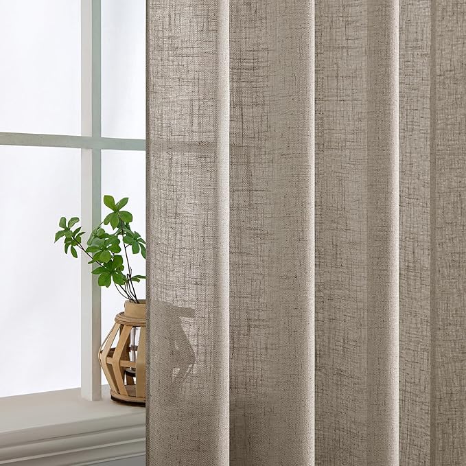 MIULEE Burlywood Birch Linen Curtains 90 Inch Long 2 Panels - Image 5