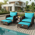 LEVELEVE Patio Conversation Set 5 Piece, Balcony Furniture Outdoor PE Rattan by Enjoyyourlife
