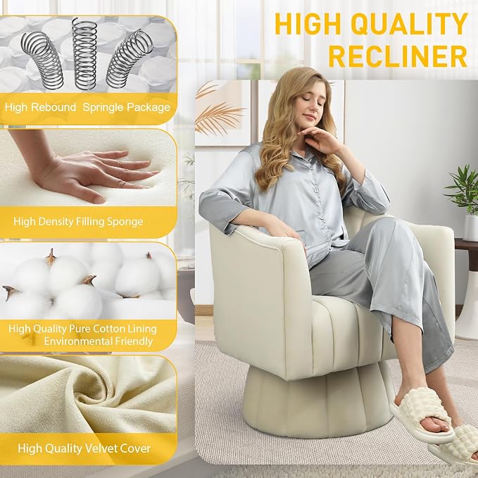 Dewhut Swivel Accent Chair, 360° Swivel Barrel Chair - Image 4