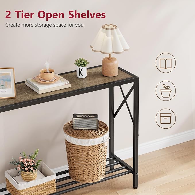 Tajsoon Console Table 41.8”, 2-Tier Industrial entryway Table, Narrow Sofa Table - Image 4