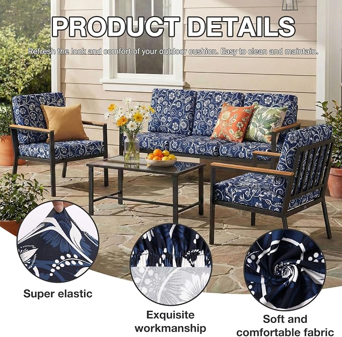 hyha 8Pcs Patio Cushion Covers, Stretch Outdoor Couch Cushion Covers Replacement - Image 3