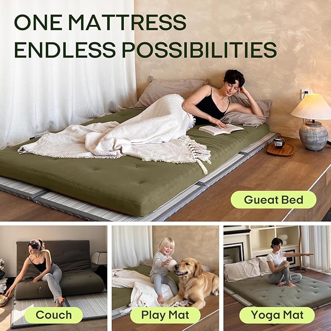 ZonLi Japanese Floor Futon Mattress Twin Size 75"x 39", 100% Cotton Cover 2.5'' - Image 4