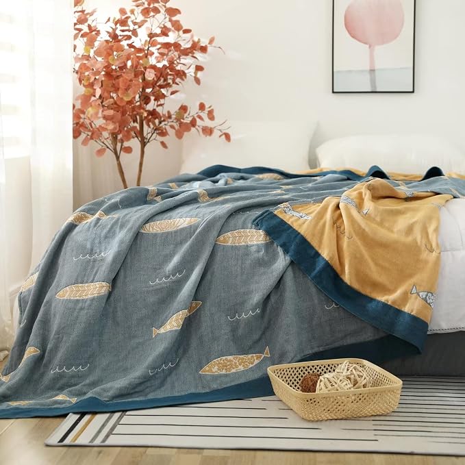 LUTBM Boho Throw Blanket for Bed 100% Cotton Ultra Soft Rustic Quilt Summer - Image 5