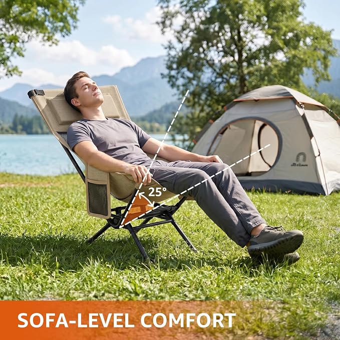 Armless Rocking Camping Chair for Adults, Portable Folding Outdoor Rocker - Image 2