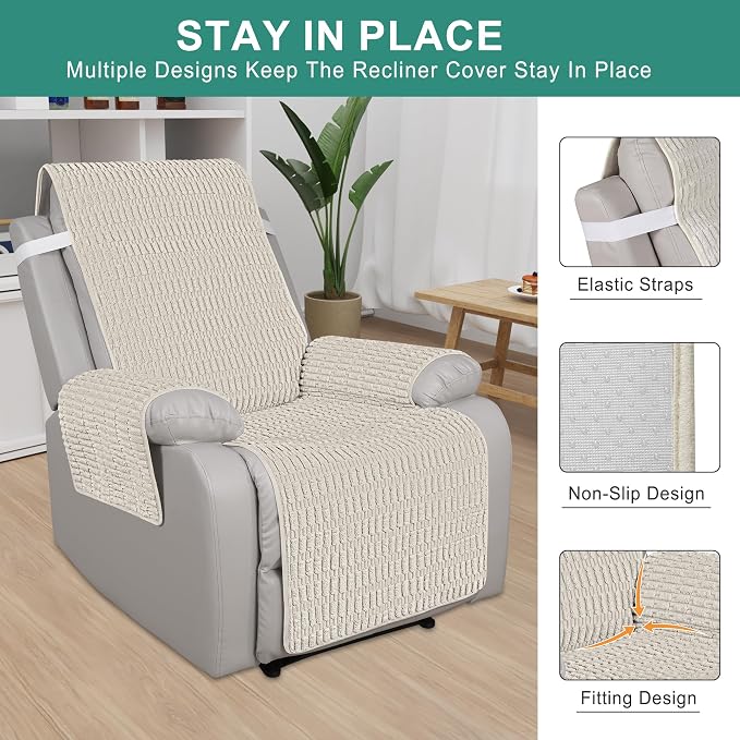 Foxdecor Recliner Chair Covers, Recliner Cover Non-Slip Chair Covers, Washable - Image 3