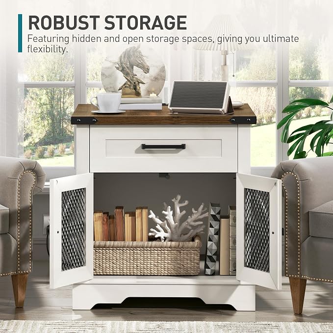 RALGEND White Farmhouse End Table Set of 2, Large End Table - Image 6