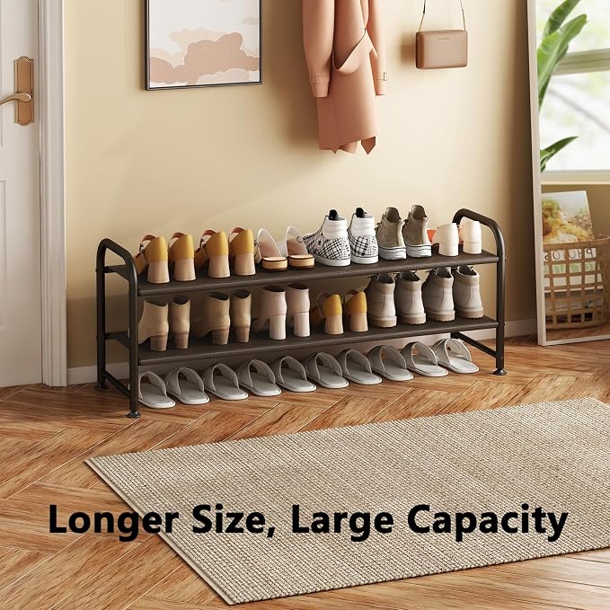 INGIORDAR Shoe Rack 2 Tier Long Storage Organizer Wide Metal Shoe Shelf - Image 4