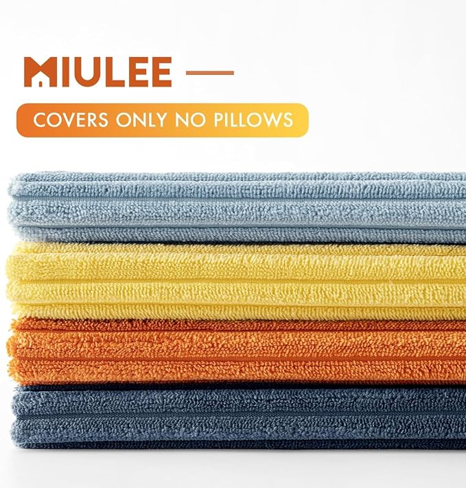 MIULEE Pack of 4 Blue-Orange Corduroy Decorative Throw Pillow Covers 20x20 Inch - Image 7