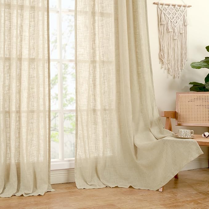 LAMIT Natural Linen Curtains 95 Inch - Image 9