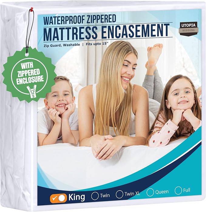 Utopia Bedding King Size Mattress Protector Zippered, 100% Waterproof Bed Bug by UTOPIABEDDING