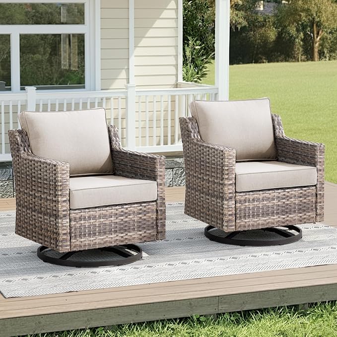 Outdoor Swivel Rocker Patio Chairs-High Back Wicker Swivel Rocker Patio Chairs by AMCLOBA