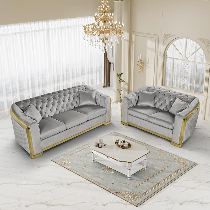DAMAIFROM Mid Century Modern Chesterfield Sofa Couch, 3 Seat Tufted Sofas - Image 8