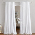 NICETOWN White Linen Sheer Curtains 90" Length, Rod Pocket & Back Tab Window by NICETOWN