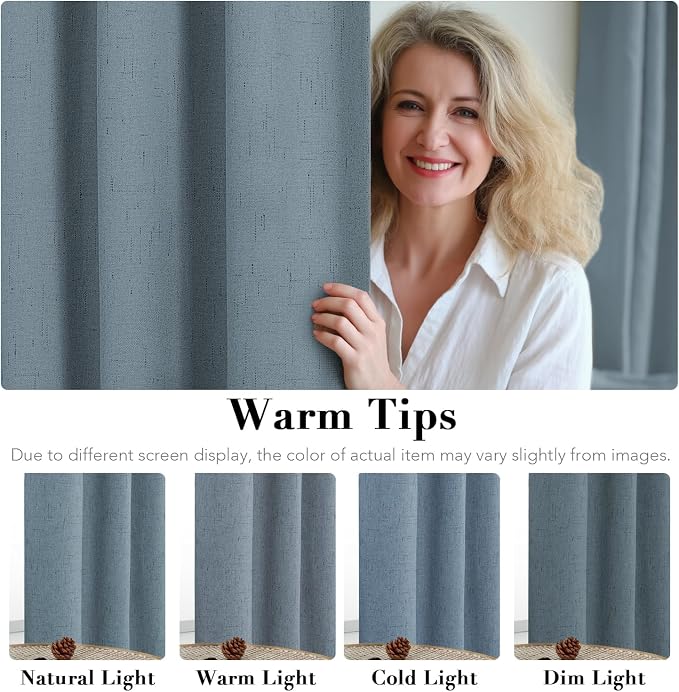 H.VERSAILTEX Linen Blackout Curtains 54 Inches Long 100% Blackout Thermal - Image 5