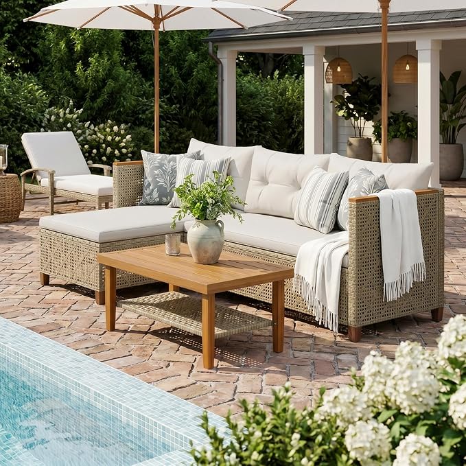 Devoko Wicker Patio Furniture Set, 3 Pieces Outdoor Sofa - Image 7