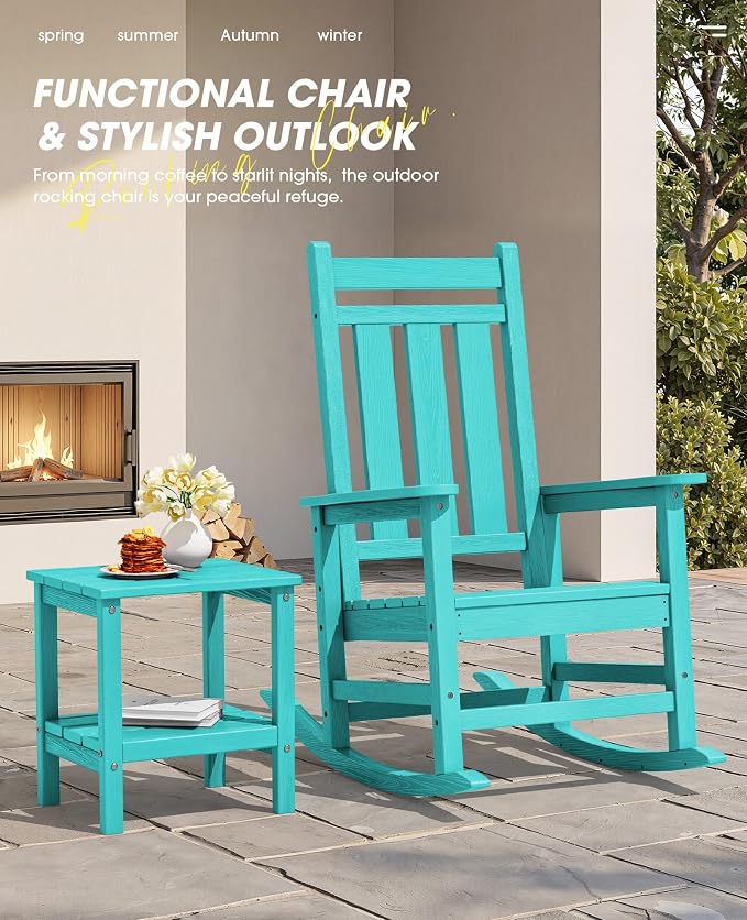 KINGYES Oversized Outdoor Rocking Chair Set of 2, All-Weather Patio Rocking - Image 6