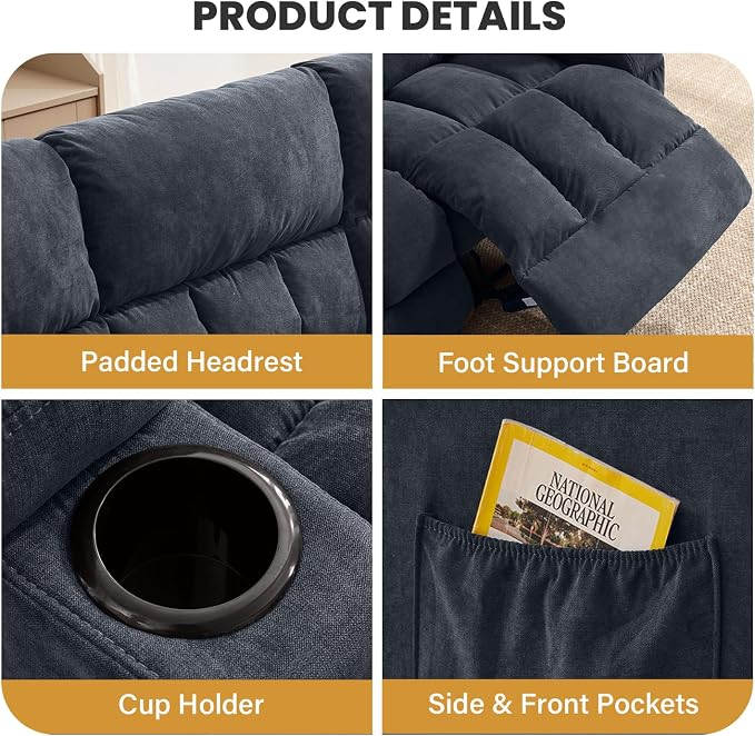 BOSMILLER Reclining Sofa with Cup Holders - Image 4