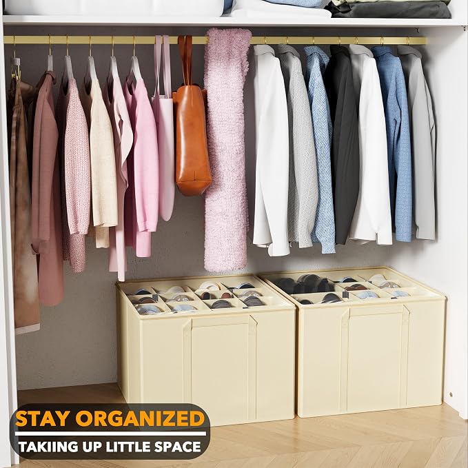 SpaceAid Shoe Organizer for Closet, 2 Pack Foldable Shoe Storage Containers - Image 6