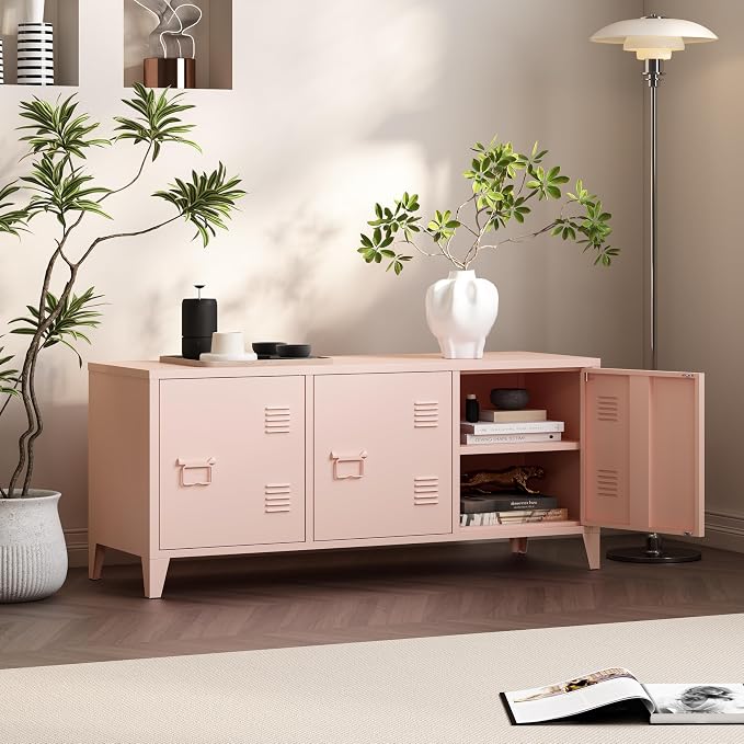 MIOCASA Metal Storage Cabinet, 3 Door TV Stand, Metal TV Cabinet - Image 4
