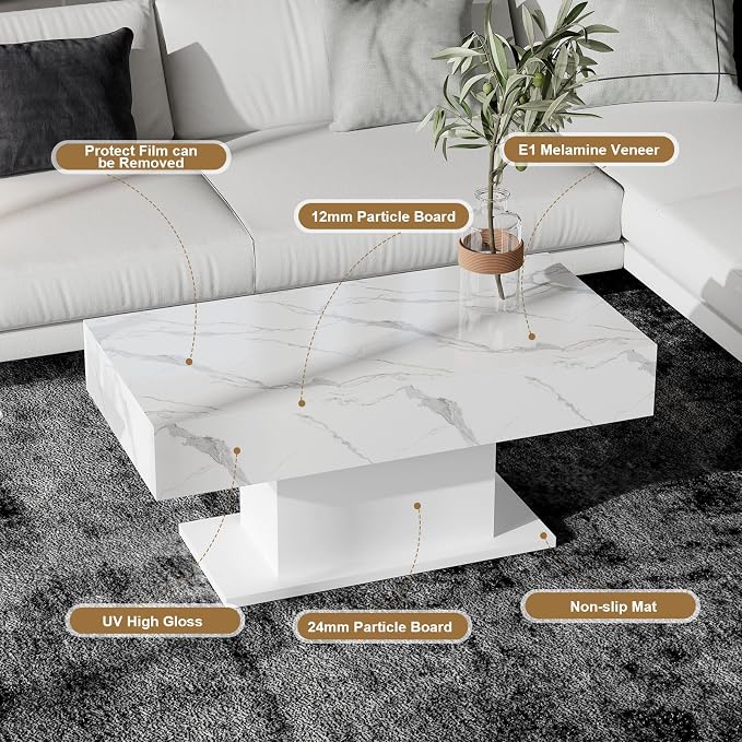 HedoAjim Led Coffee Table for Living Room, Living Room Table Rectangular Center - Image 6