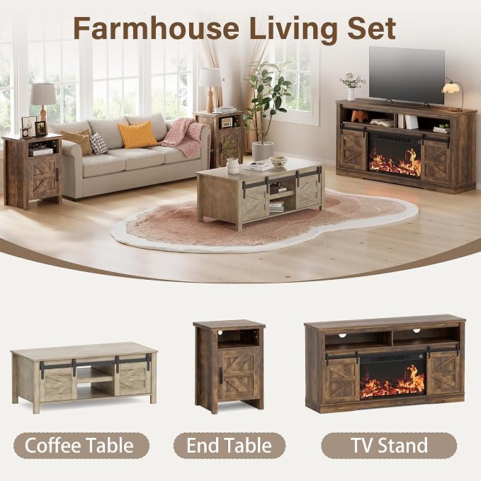 JUMMICO Farmhouse Nightstand, Modern Bedside Table - Image 5