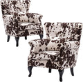 Set of 2 Mid-Century Modern Accent Chair, Velvet Armchair w/Tufted Back/Wood by DMFurniture