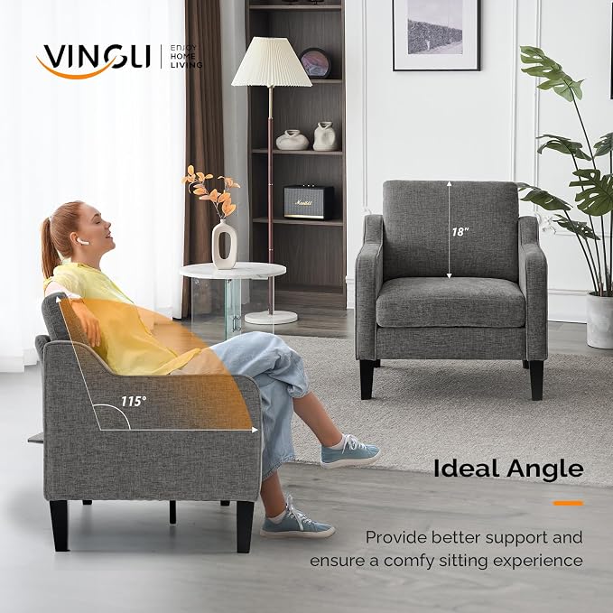 VINGLI Accent Chairs for Living Room Chairs Reading Chair Mid Century Modern - Image 5