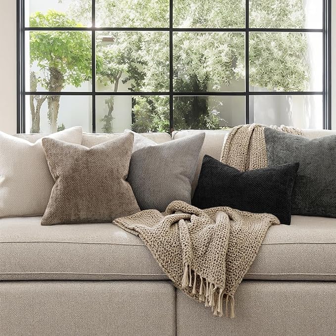 MIULEE Pack of 2 Couch Throw Pillow Covers 18x18 Inch Neutral Khaki Taupe - Image 3