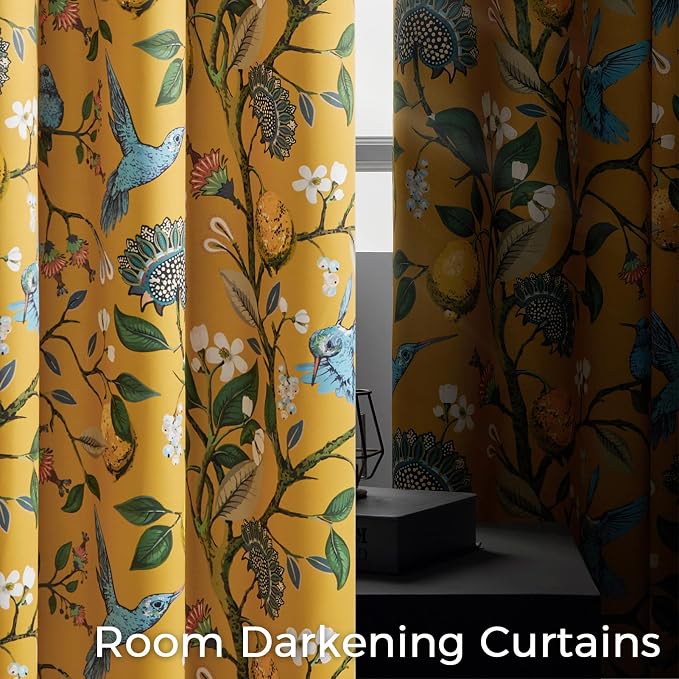 Topfinel 105 Inches Long Mustard Yellow Luxury Curtains - Image 4