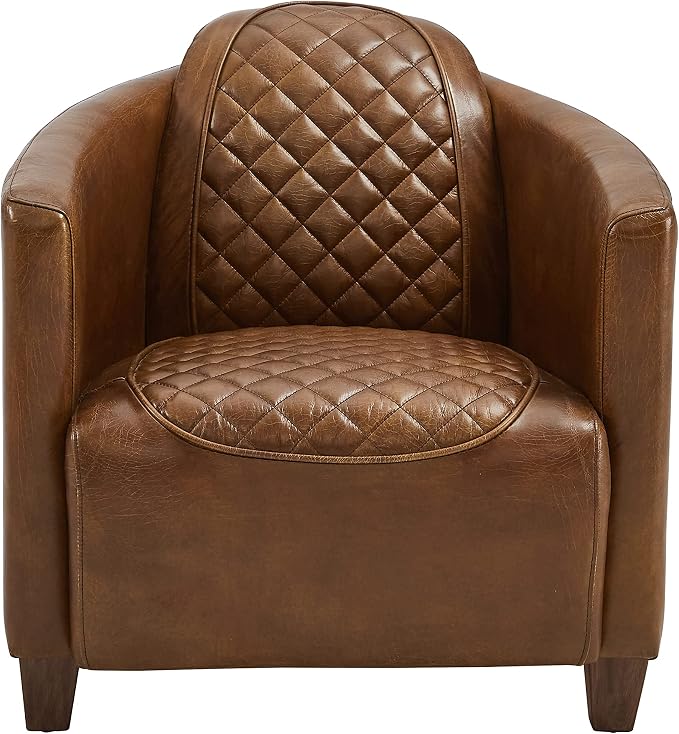 Art Leon Genuine Leather Chair, Mid Century Industrial Accent Arm Chair - Image 6