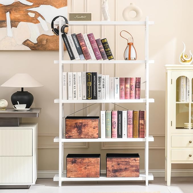HCHQHS Bookshelf, 5-Tier Industrial Bookcase, Freestanding Tall Bookshelves - Image 2