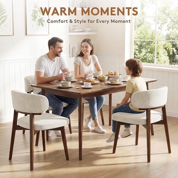 Dining Chairs Set of 4, Modern Upholstered Dining Chairs, Wooden Kitchen Chairs - Image 3