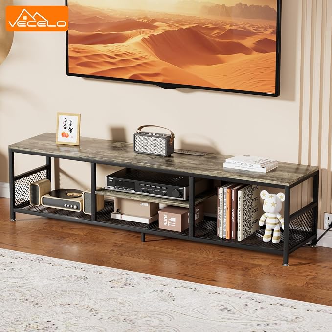 VECELO TV Stand with Power Outlets - Image 2